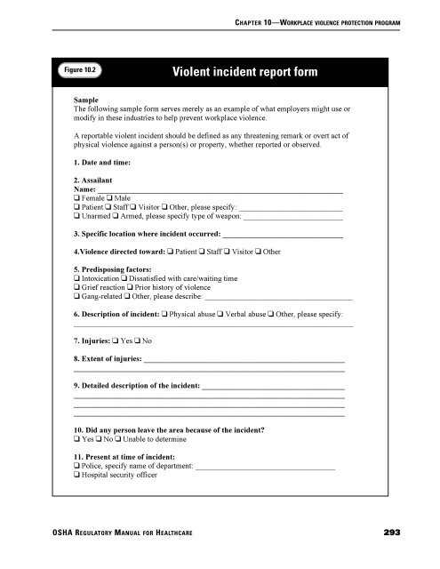 Violent incident report form - HCPro Blogs