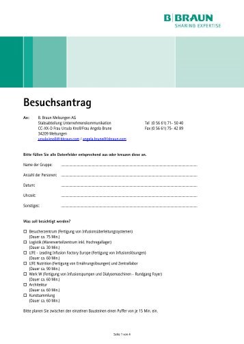 Besuchsantrag - B. Braun Melsungen AG