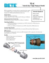 BETE TD-K - Twist & Dry High Pressure Spray Drying Nozzle