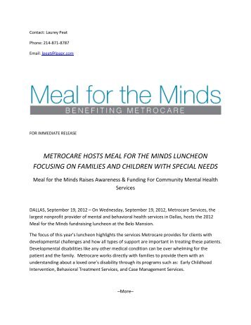 metrocare hosts meal for the minds luncheon focusing on families ...