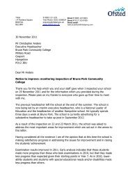 Ofsted Letter - Brune Park Community College