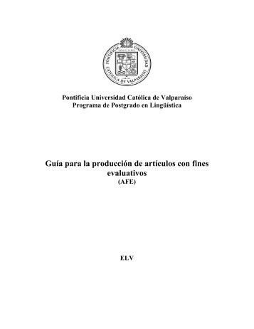 Guía para la producción de artículos con fines evaluativos - ELV