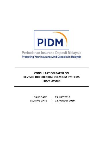 consultation paper on revised differential premium systems ... - PIDM