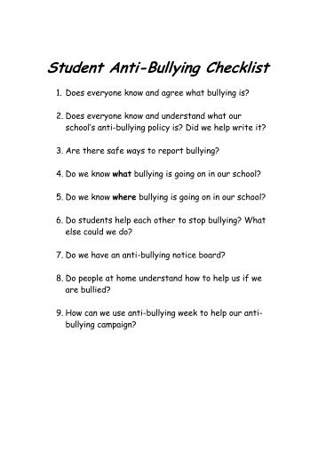 Anti-Bullying Ambassador Checklist & Action Plan - Oxcentric