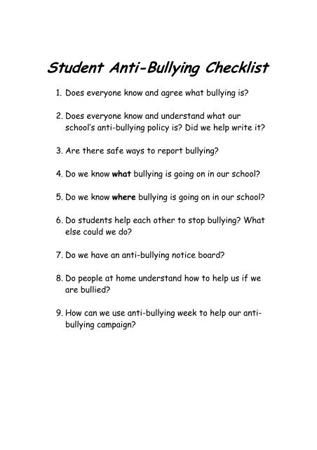 Anti-Bullying Ambassador Checklist & Action Plan - Oxcentric