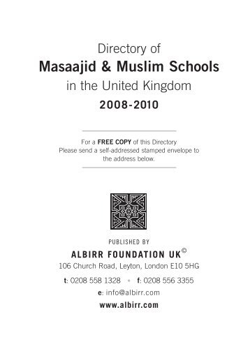 Masaajid & Muslim Schools - ALBIRR FOUNDATION UK