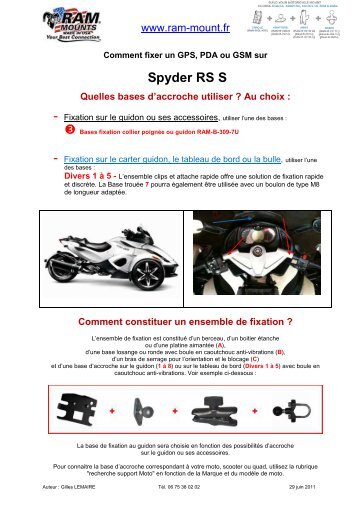 Can-Am Spyder RS S - RAM Fixation guidon - RAM Mount