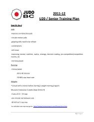 2011-12 U20 / Senior Training Plan - Judo BC