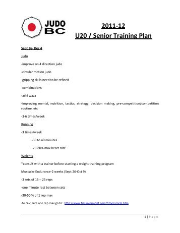 2011-12 U20 / Senior Training Plan - Judo BC