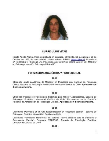 CURRICULUM VITAE - Nucleo Milenio | IntervenciÃ³n PsicolÃ³gica y ...