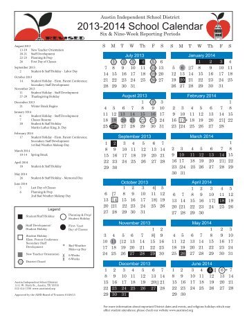 Calendario escolar 2013-14 - Austin ISD