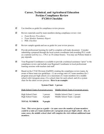 FY14 Compliance Review Checklist