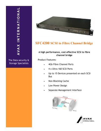 SFC4200 SCSI to Fibre Channel Bridge A V A X ... - Avax International