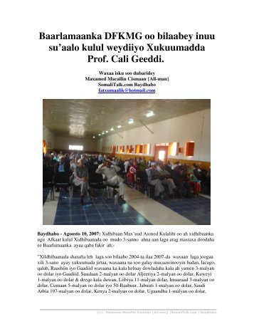 Xukuumada Prof.Geedi oo la Ciir Ciireysa Su ... - SomaliTalk.com