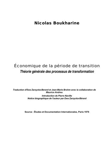 Nicolas Boukharine Économique de la période de transition