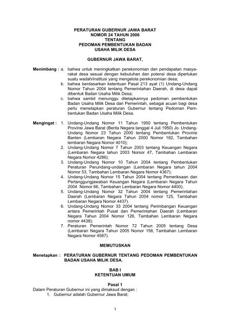 Peraturan Gubernur Jawa Barat Nomor 24 Tahun 2006