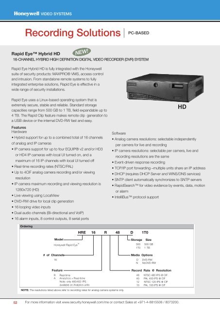 L_HVSR09CT_D 09 Video Catalog - Honeywell Security