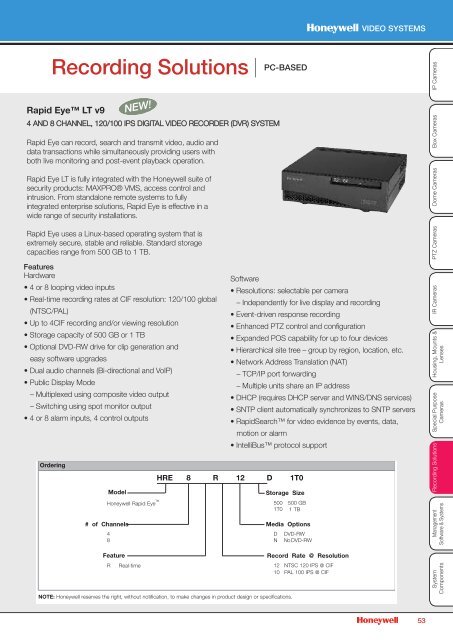 L_HVSR09CT_D 09 Video Catalog - Honeywell Security