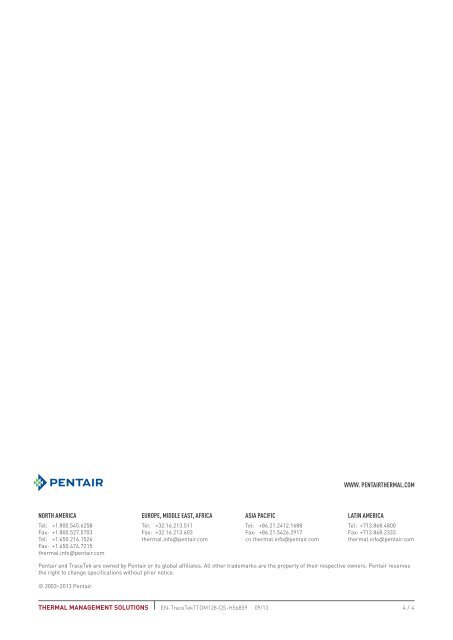 TTDM-128 - Pentair Thermal Management