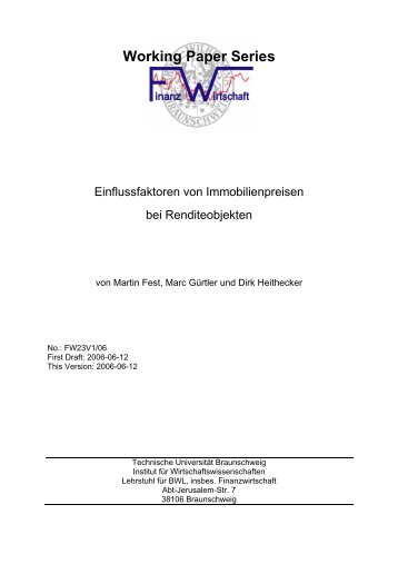 Working Paper Series - Institut für Finanzwirtschaft - Technische ...