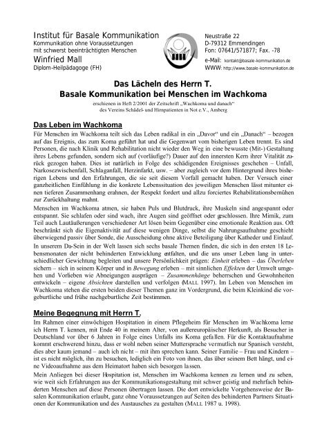 Basale Kommunikation bei Patienten im Wachkoma