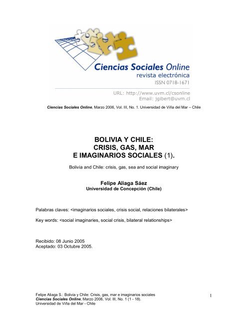 BOLIVIA Y CHILE: CRISIS, GAS, MAR E IMAGINARIOS SOCIALES (1).