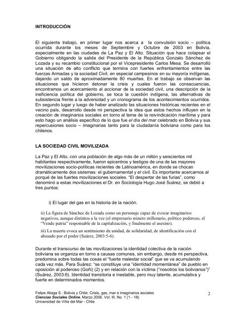 BOLIVIA Y CHILE: CRISIS, GAS, MAR E IMAGINARIOS SOCIALES (1).