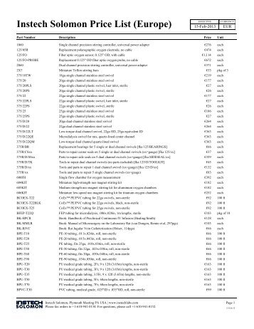 Infusion Price List - Instech Laboratories, Inc.