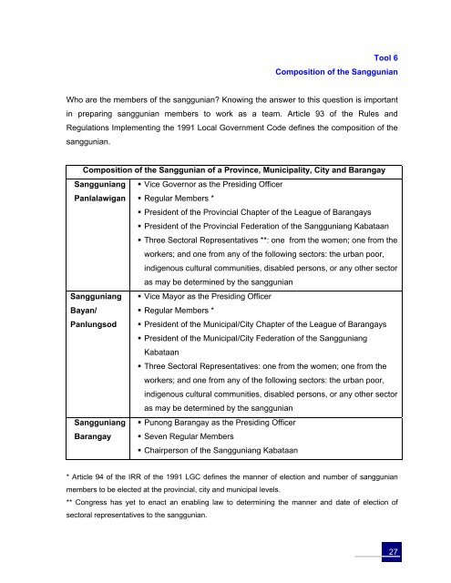 Local Legislators' Toolkit - The Sangguniang Panlalawigan ng ...