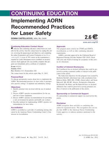 Implementing AORN Recommended Practices for Laser Safety