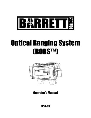 Operator Manual - Barrett BORS - NIOA LEM