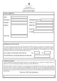 APPLICATION FORM Personal Details Criminal Convictions 'We are ...