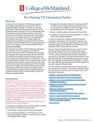 Pre-Nursing VN Orientation Packet - College of the Mainland