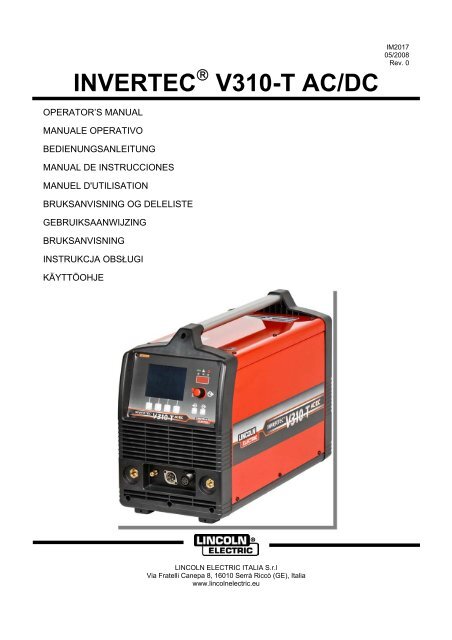 INVERTEC V310-T AC/DC - Lincoln Electric - documentations