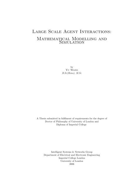 Large Scale Agent Interactions: Mathematical ... - Stochastic Agents