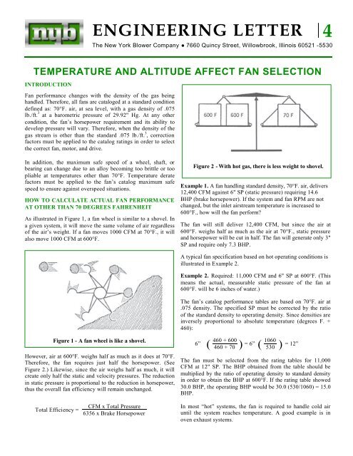 Temperature and Altitude Affect Fan Selection - New York Blower