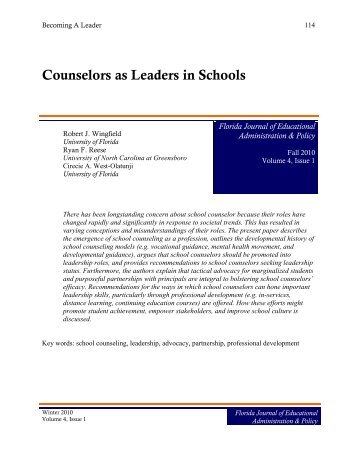 Counselors as Leaders in Schools - U.S. Department of Education