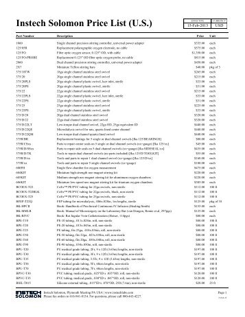 Infusion Price List - Instech Laboratories, Inc.