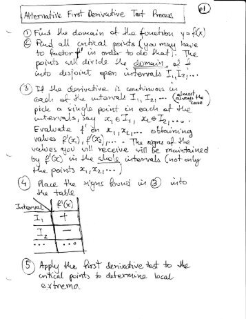 Alternative First Derivative Test Process