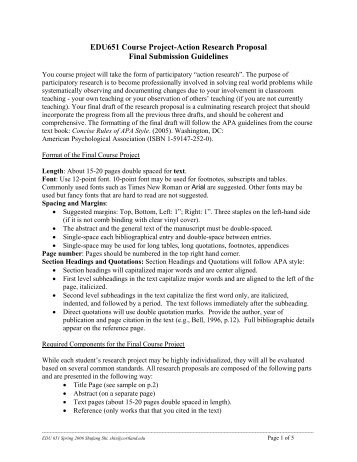 EDU651 Course Project-Action Research Proposal Final Submission