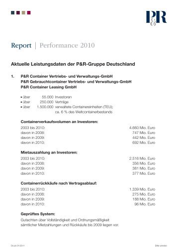 Report | Performance 2010 - P&R Container Vertriebs- und ...