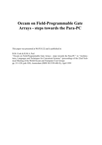 Occam on Field-Programmable Gate Arrays - steps ... - Home.ne.jp