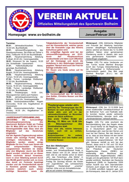 Offizielles Mitteilungsblatt des Sportverein Bolheim