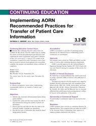 Implementing AORN Recommended Practices for Transfer of Patient ...