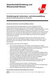 Veränderung der Lehrerinnen- und Lehrerausbildung - GEW ...