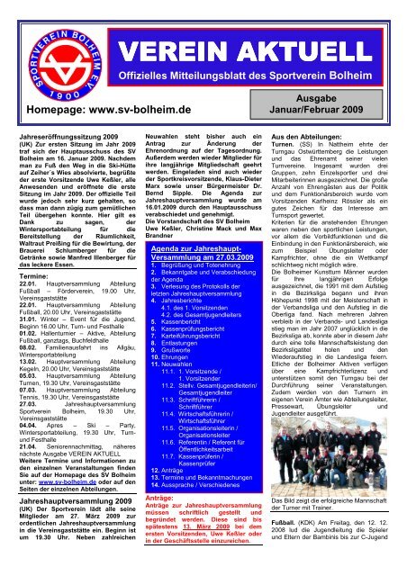 Offizielles Mitteilungsblatt des Sportverein Bolheim