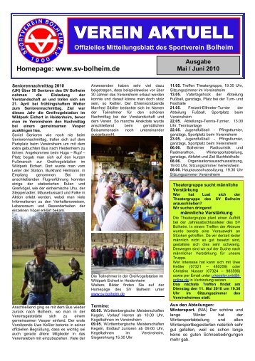Offizielles Mitteilungsblatt des Sportverein Bolheim