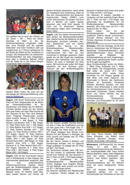 Offizielles Mitteilungsblatt des Sportverein Bolheim