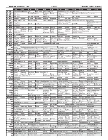 SUNDAY MORNING GRID 11/6/11 LATIMES.COM/TV TIMES