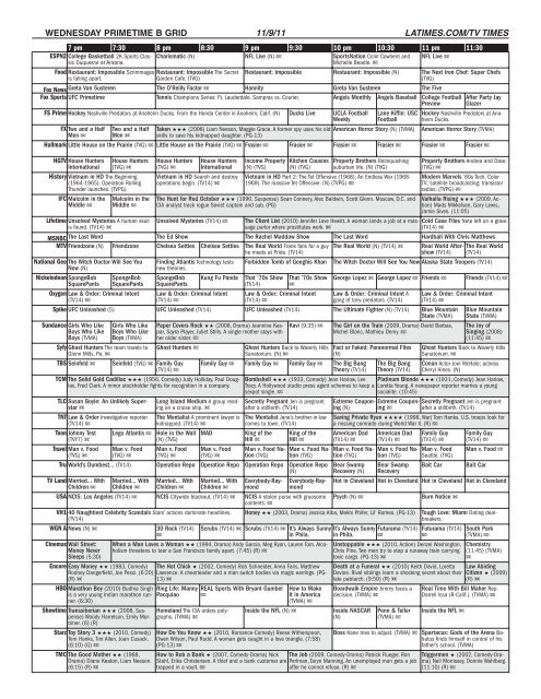 SUNDAY MORNING GRID 11/6/11 LATIMES.COM/TV TIMES